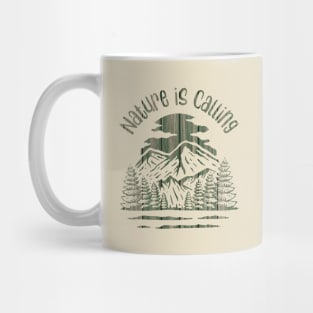 Nature is Calling Green Wooded Mountains Mug